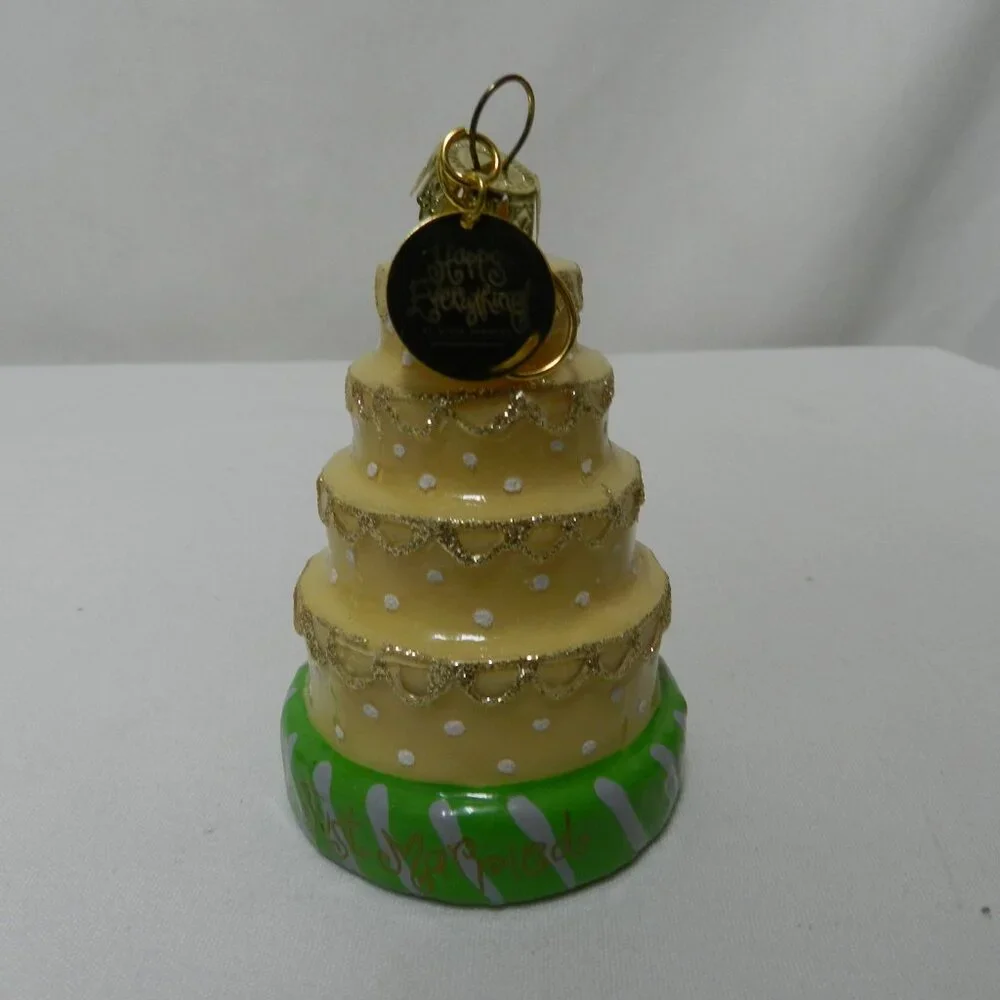 Coton Colors Happy Everything Just Married Wedding Christmas Tree Ornament glass